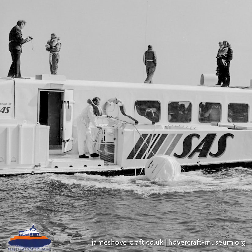 AP1-88 hovercraft with SAS undergoing lifeboat trials -  (credit: The <a href='http://www.hovercraft-museum.org/' target='_blank'>Hovercraft Museum Trust</a>).